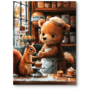 Plakat do pokoju dziecka miś zwierzęta wiewiórka