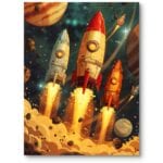 Plakat do pokoju dziecka rakieta kosmos astronomia Plakat do pokoju dziecka rakieta kosmos astronomia