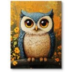 Plakat do pokoju dziecka sowa zwierzęta ptak kwiaty