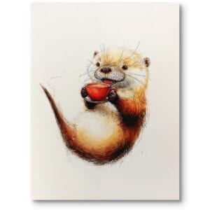 Plakat obrazek dla dzieci wydra zwierzęta leśne