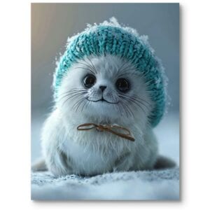 Plakat obrazek do pokoju dziecięcego foka zwierzęta morskie