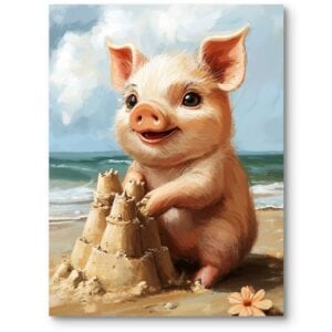 Plakat obrazek do pokoju dziecięcego świnka zwierzęta wieś farma