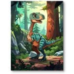 Plakat obrazek do pokoju dziewczynki dinozaury bajkowy dla dzieci Plakat obrazek do pokoju dziewczynki dinozaury bajkowy dla dzieci