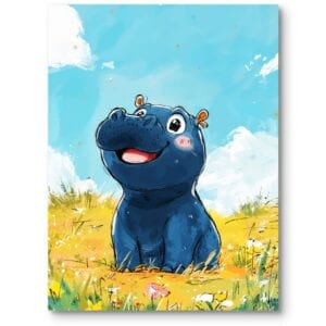 Plakat obrazek do pokoju dziewczynki hipopotam zwierzęta Safari