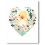 Plakat obrazek do pokoju dziewczynki kaczka zwierzęta kwiaty serce