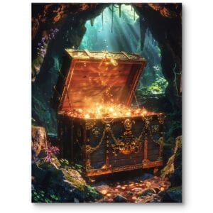 Plakat obrazek do pokoju dziewczynki skrzynia skarbów baśniowe