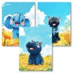 Zestaw 3szt. - plakaty dla dziecka obrazki zwierzęta słoń hipopotam