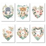 Zestaw 6szt. - plakaty do pokoju dziecka dla dziewczynki zestaw 6szt ze zwierzętami