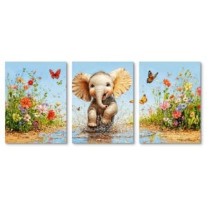 Zestaw 3szt. - plakaty obrazki dla dzieci słoń zwierzęta