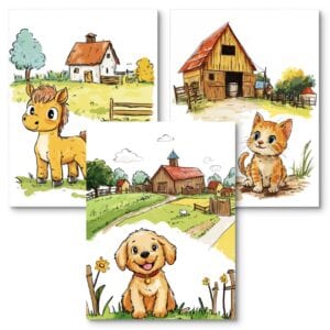 Zestaw 3szt. - plakaty obrazki do pokoju dziecięcego zwierzęta  konik