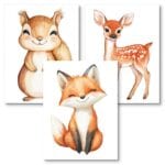 Zestaw 3szt. - plakaty obrazki do pokoju dziecka zwierzęta lis sarna Zestaw 3szt. - plakaty obrazki do pokoju dziecka zwierzęta lis sarna