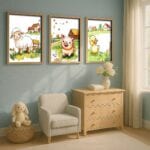 biały zielony żółty realistyczny plakat na ścianę do przedszkola biały zielony żółty realistyczny plakat na ścianę do przedszkola