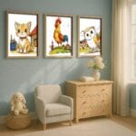 pomarańczowy biały niebieski realistyczny plakat na ścianę do przedszkola pomarańczowy biały niebieski realistyczny plakat na ścianę do przedszkola