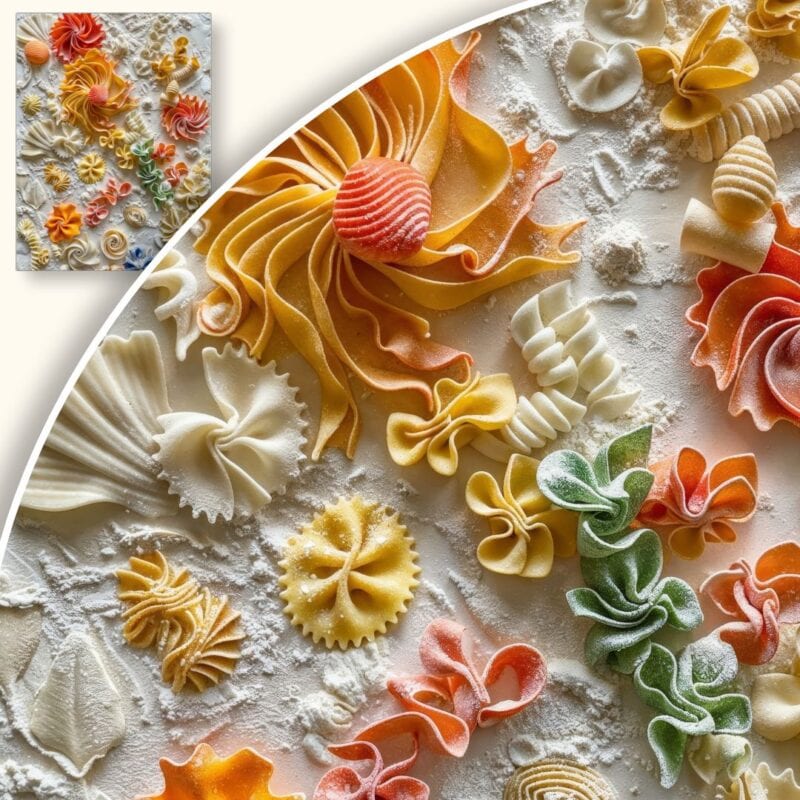 Plakat Kolorowy makaron na białym tle