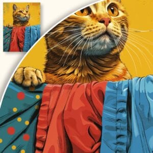 Plakat Kot na Żółtym Tle