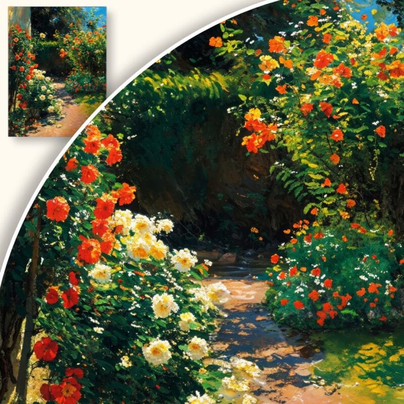 Obraz Ogród z kwitnącymi różami