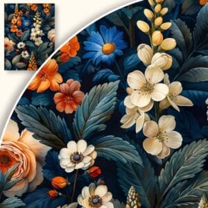 Plakat Realistyczne kwiaty na granatowym tle
