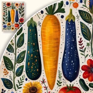 Plakat Kolorowe Warzywa i Kwiaty