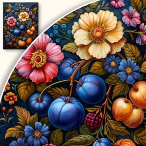 Obraz Kolorowe Kwiaty i Owoce
