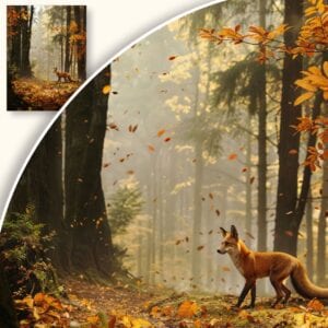 Plakat Lis w Jesiennym Lesie