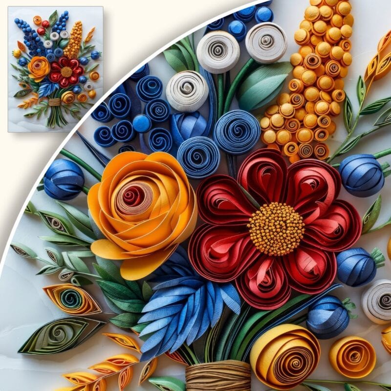 Plakat Bukiet z papierowych kwiatów