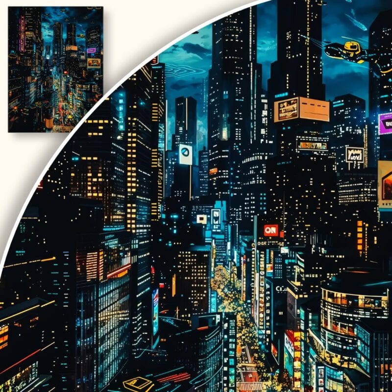 Plakat Cyberpunkowa metropolia nocą