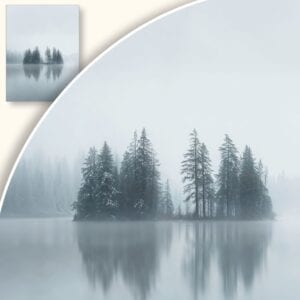 Plakat Zimowy Las i Zamarznięte Jezioro