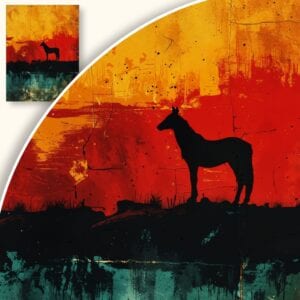 Obraz Wilk na tle zachodzącego słońca