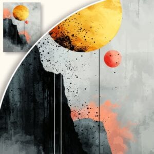 Plakat Abstrakcyjne planety na szarym tle