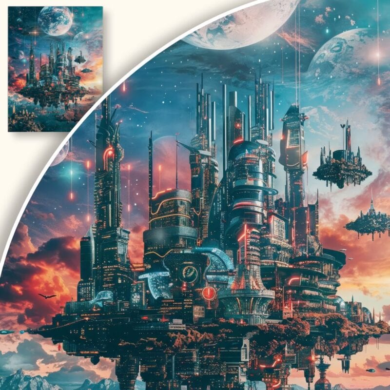 Plakat Futurystyczne Miasto w Kosmosie