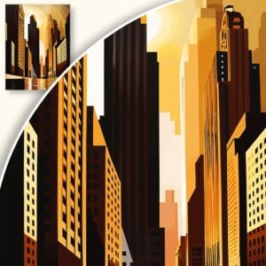 Obraz Miasto w złocistym zachodzie słońca