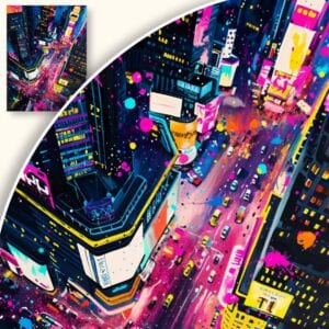 Obraz Neonowe ulice nocnego miasta