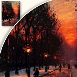 Obraz Zimowy zachód słońca w parku