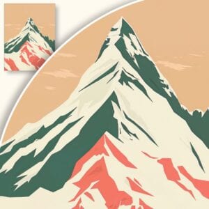 Plakat Góra w promieniach zachodzącego słońca