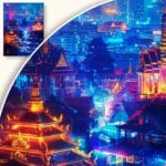 Plakat Nocne światła azjatyckiego miasta