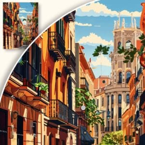 Plakat Słoneczna miejska ulica