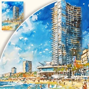 Obraz Nadmorski krajobraz z wieżowcami