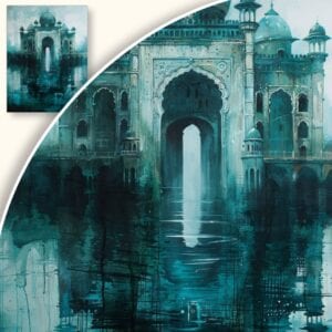 Obraz Tajemnicza budowla nad spokojnym wodami