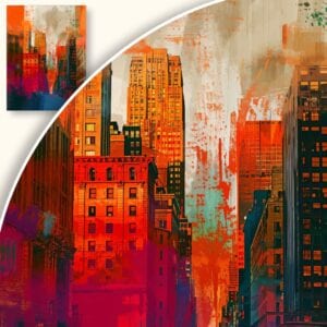 Obraz Miejski pejzaż w pomarańczowych i czerwonych tonacjach