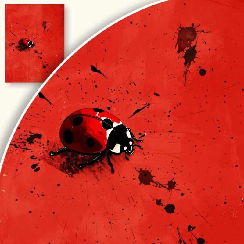 Plakat Biedronka na czerwonym tle