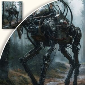 Obraz Technologiczny Robot w Lesie