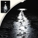 Plakat Pełnia księżyca nad wodą