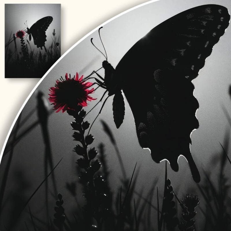 Plakat Motyl na Czarnym Kwiecie