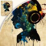 zb3-139-3n Plakat Abstrakcyjna głowa ze słuchawkami