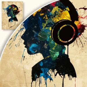 Plakat Abstrakcyjna głowa ze słuchawkami