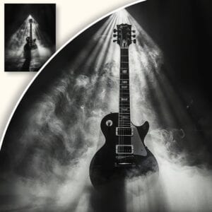 Plakat Gitara w świetle reflektorów