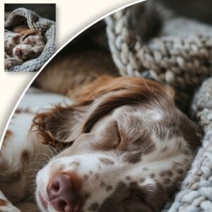 Plakat Śpiący pies w kocu