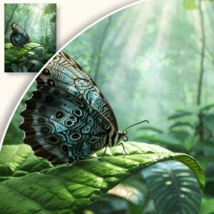 Plakat Błękitny motyl w dżungli