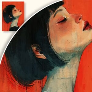 Obraz Profil kobiety na czerwonym tle