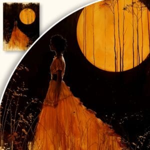 Obraz Nostalgiczna kobieta w świetle księżyca